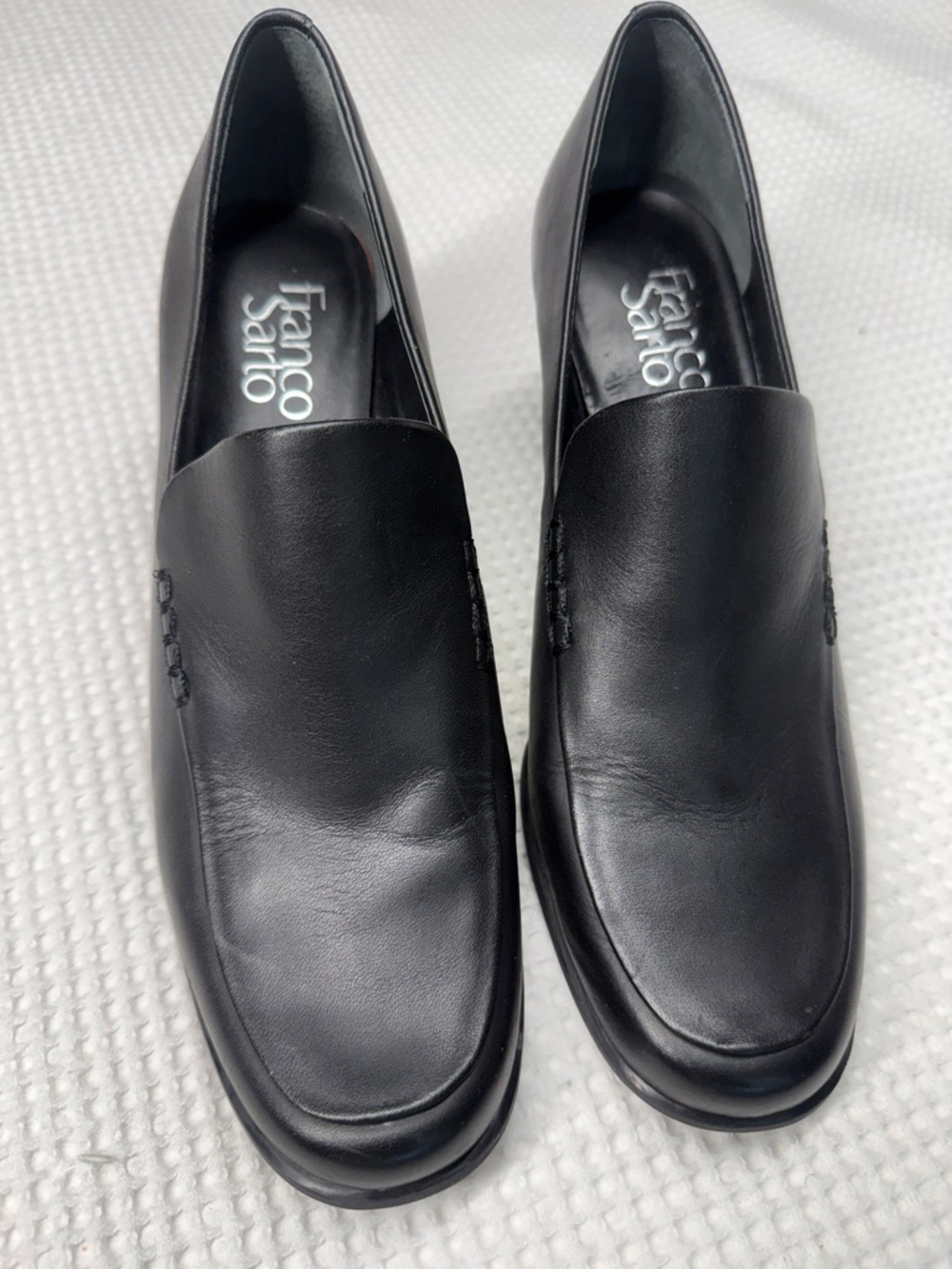 Franco Sarto Black Leather Slip-On Loafers - Size 7.5